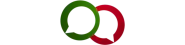 Testimonial logo with green and red chat elements on a white background